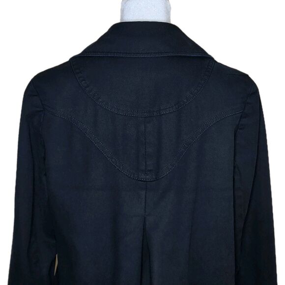 Via Spiga Double Breasted Swing Pea Coat Women's Small Black Cotton - Picture 6 of 13